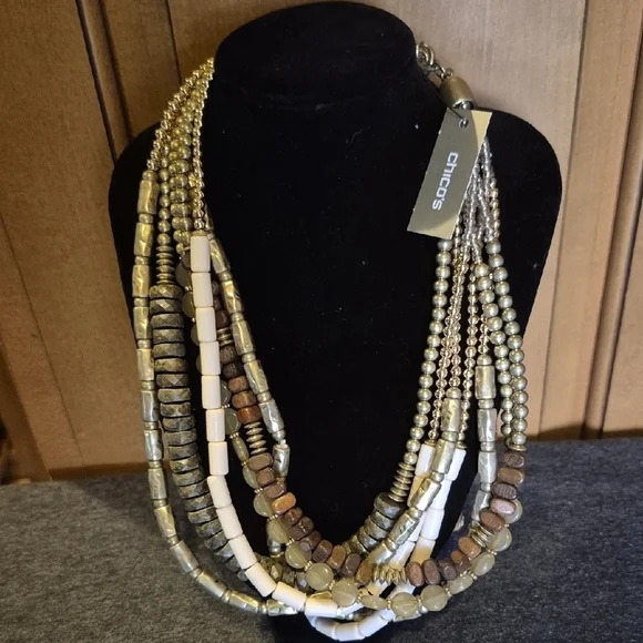Chico's Gold and Silver Multi-Strand Necklace - Picture 2 of 2